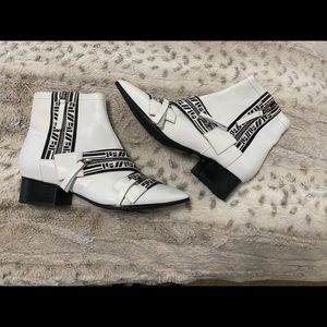 LF White Leather Ankle Booties NWT